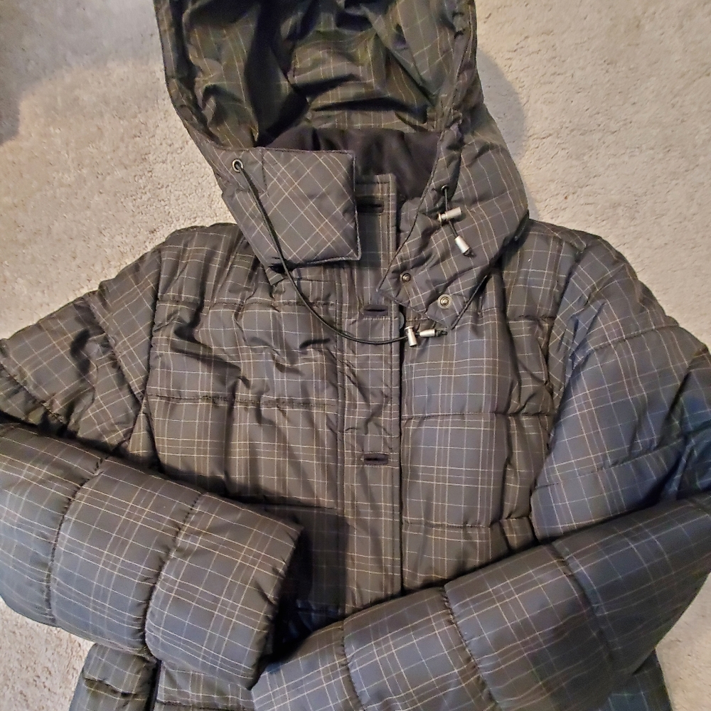 RFT RAINFOREST Women's Hoodie Puffer  Jacket Black Plaid Size Extra Large